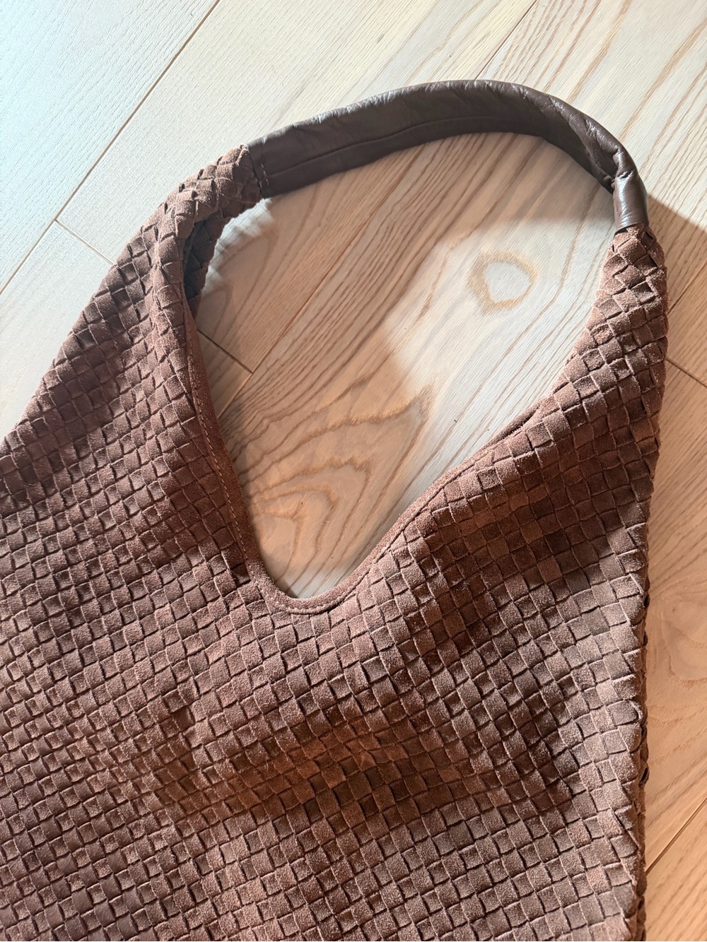 BROWN WOVEN LEATHER BAG MADE IN INDIA TJX NWOT VIRAL TIKTOK - Picture 7 of 9